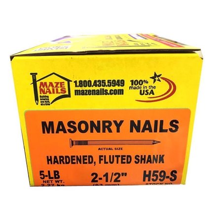MAZE NAILS Maze 2.5 in. Masonry Heat Treated Carbon Steel Nail Flat Head 5 lb H59S530